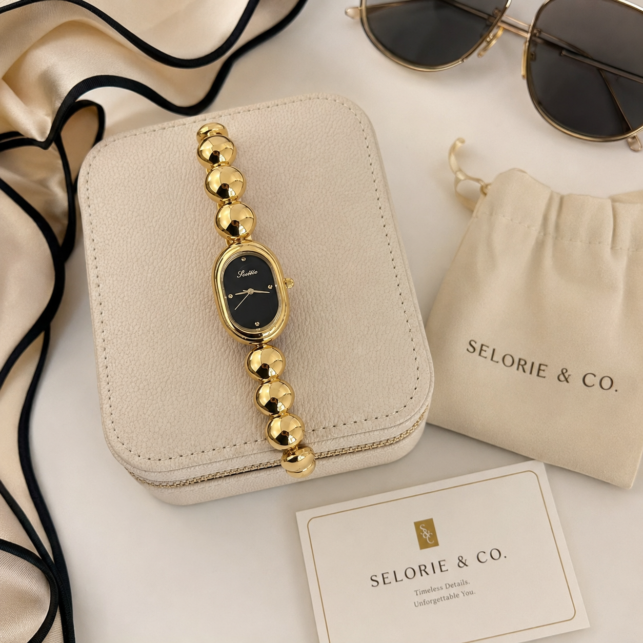 The Selorie Signature Watch – Gold Noir
