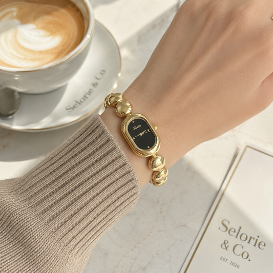 The Selorie Signature Watch – Gold Noir