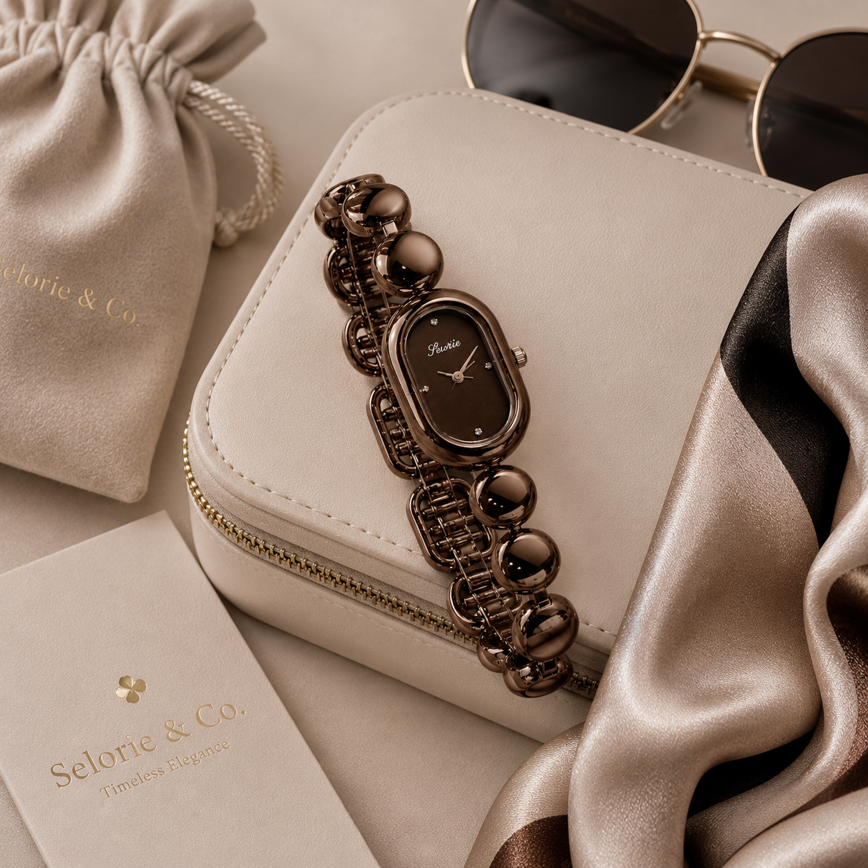 The Selorie Signature Watch – Mocha Rose Gold