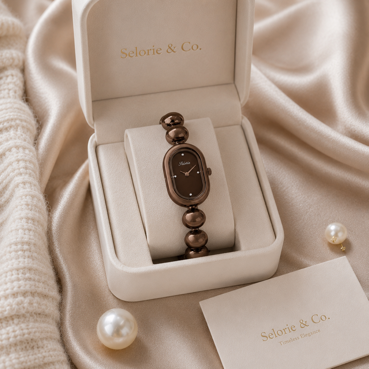 The Selorie Signature Watch – Mocha Rose Gold