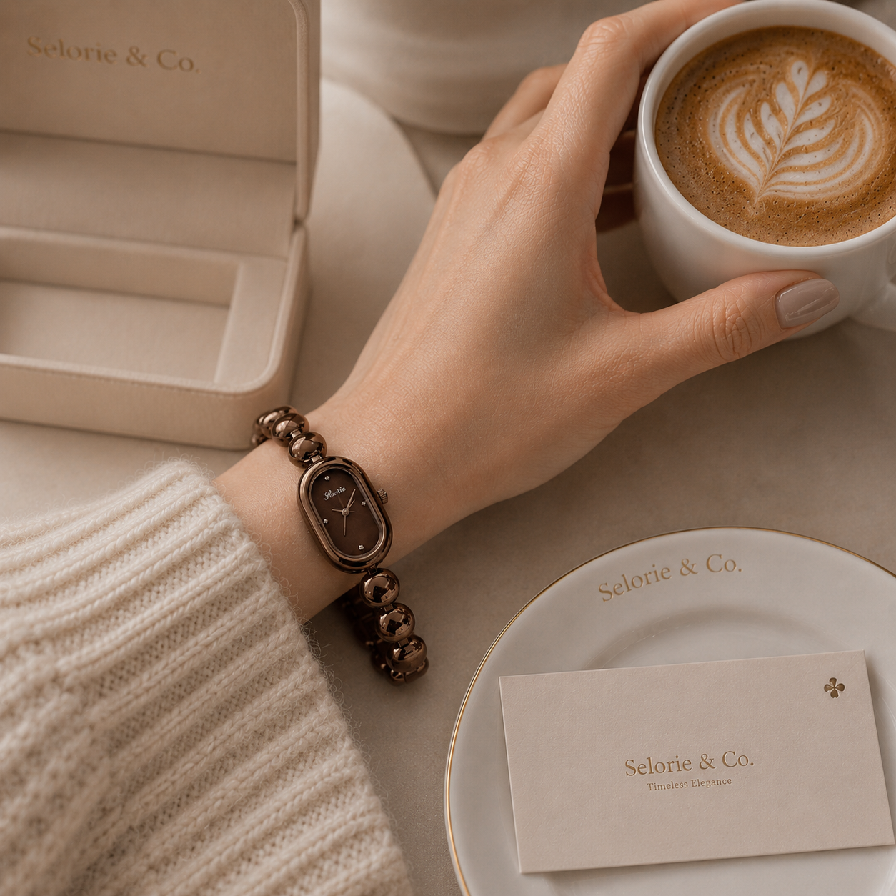 The Selorie Signature Watch – Mocha Rose Gold
