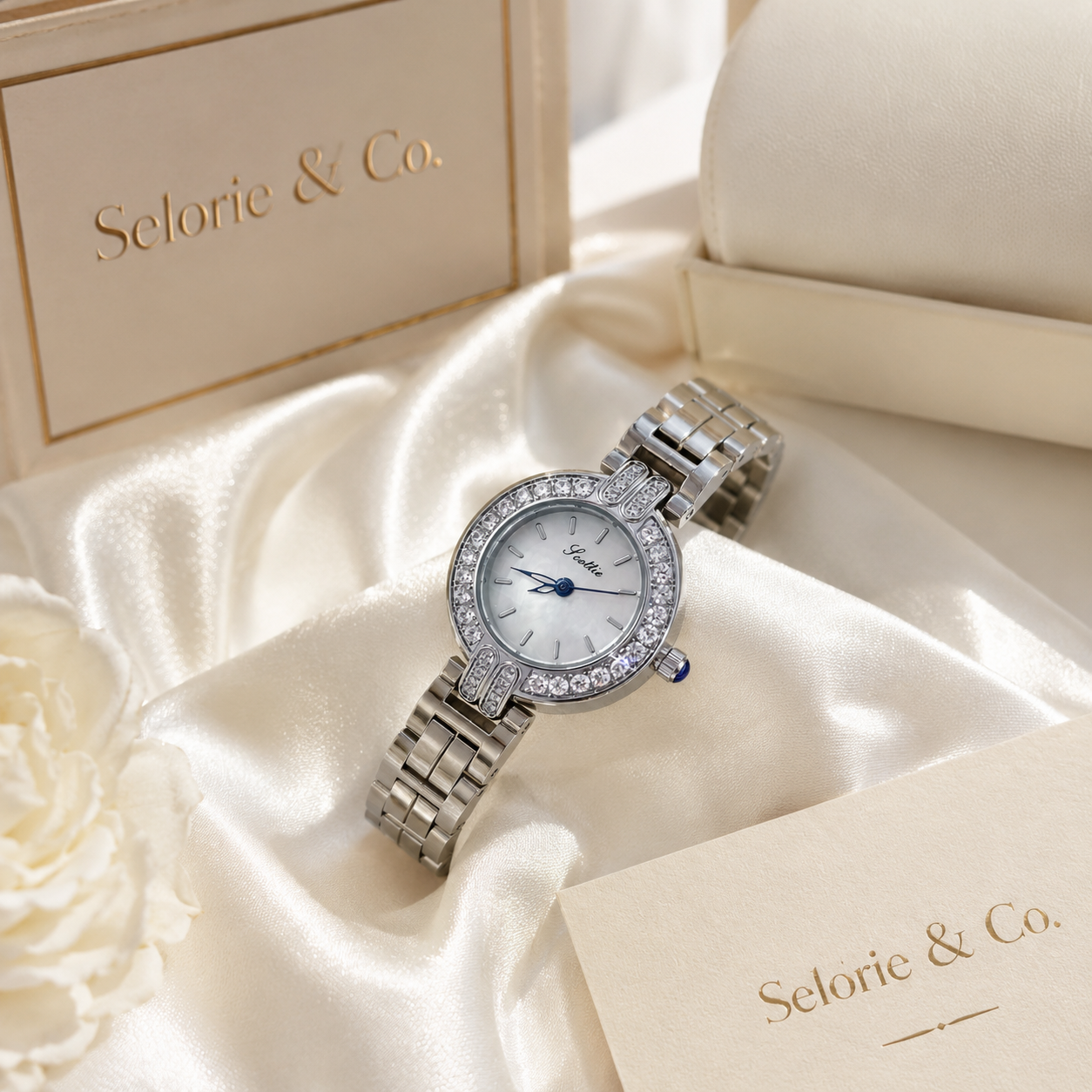 The Celestine Watch – Silver Crystal